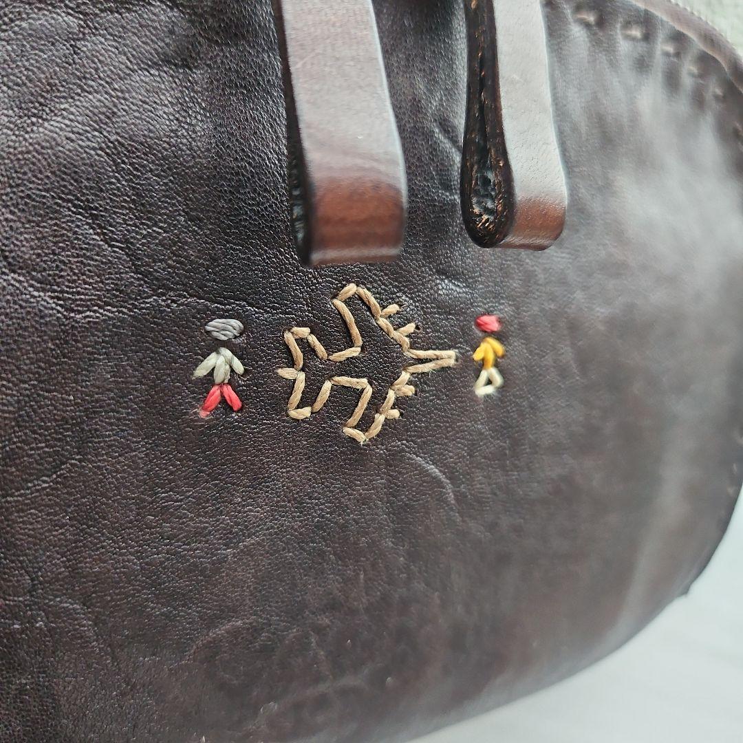 HENRY BEGUELIN エンリーベグリン オミノ刺繍 レザーウエストバッグ