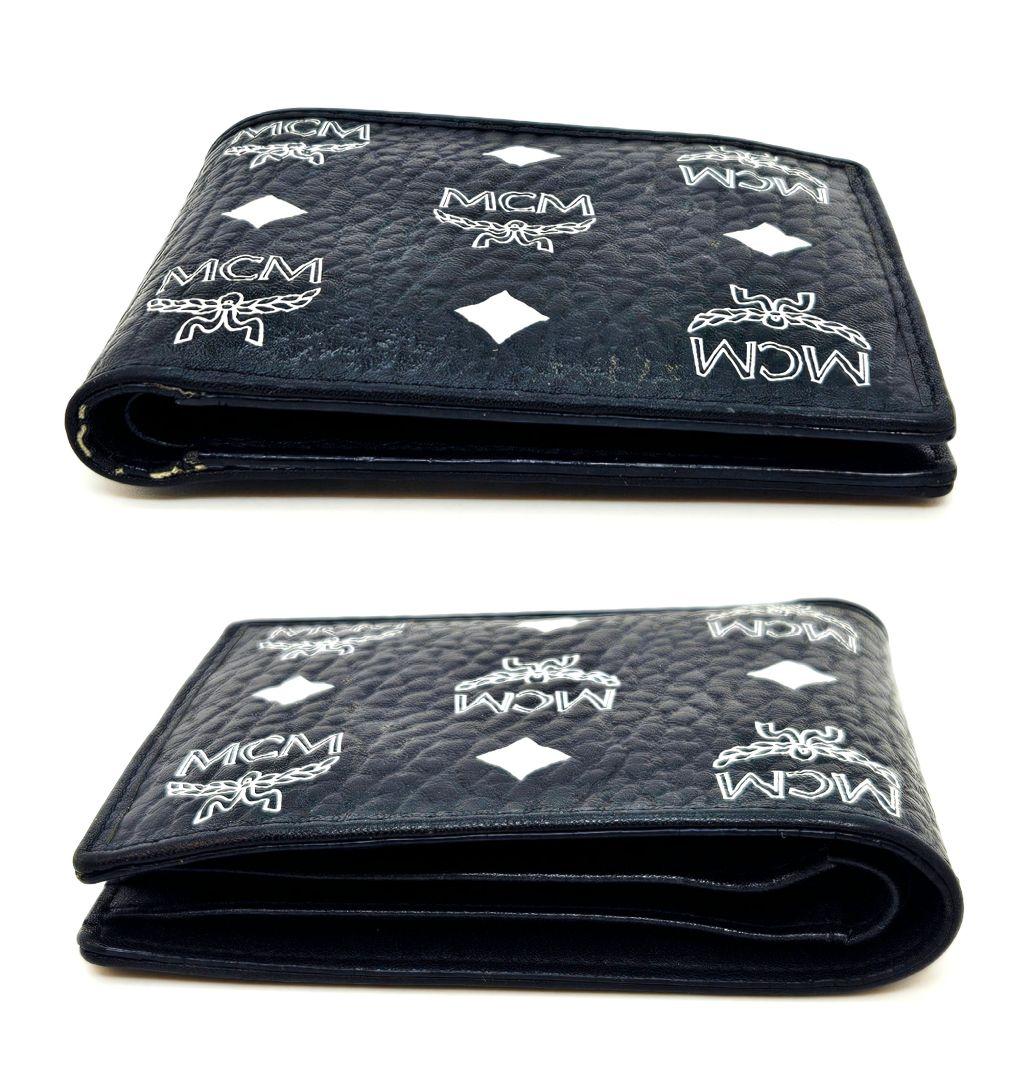 MCM　エムシーエム　ヴィセトス　ロゴ　総柄　折財布　ブラック