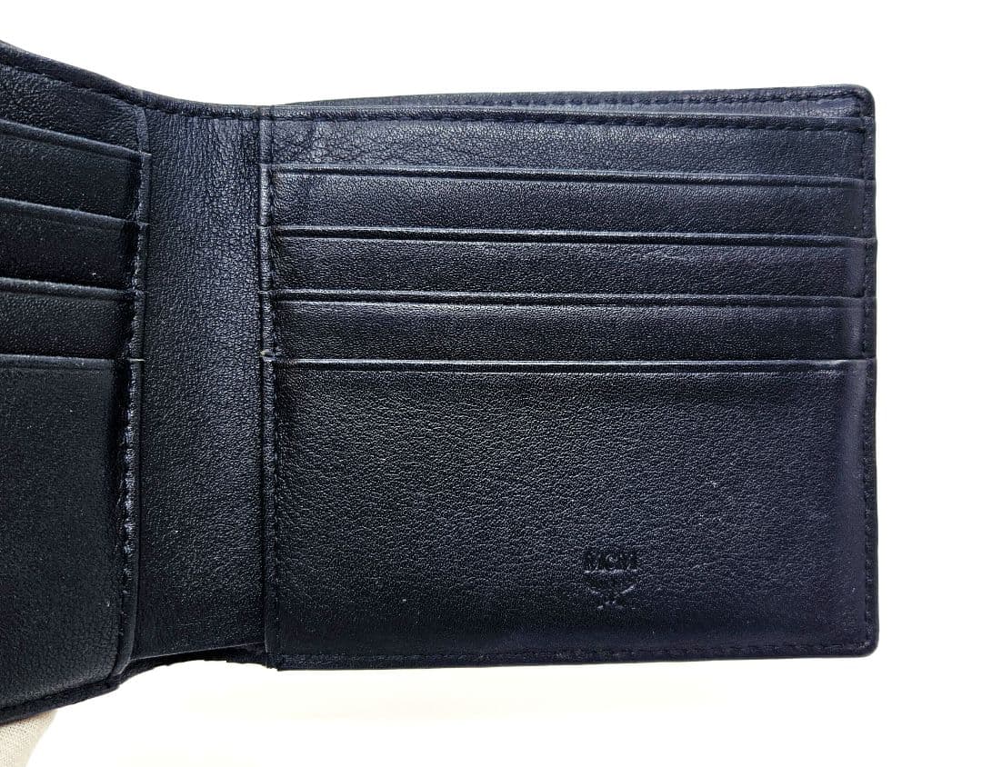 MCM　エムシーエム　ヴィセトス　ロゴ　総柄　折財布　ブラック