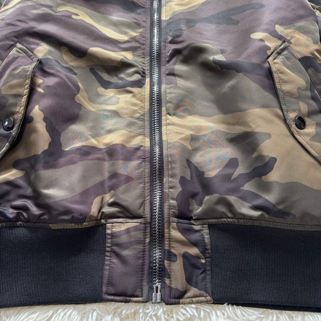 【美品】ALPHA INDUSTRIES カモフラ 迷彩 フード MA-1 XL