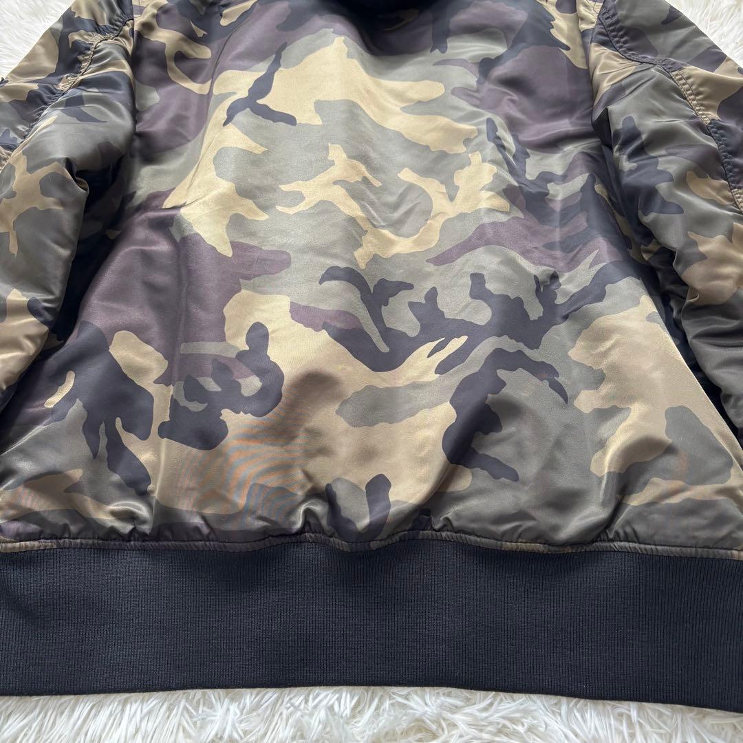 【美品】ALPHA INDUSTRIES カモフラ 迷彩 フード MA-1 XL