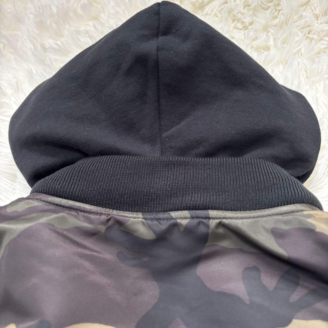 【美品】ALPHA INDUSTRIES カモフラ 迷彩 フード MA-1 XL