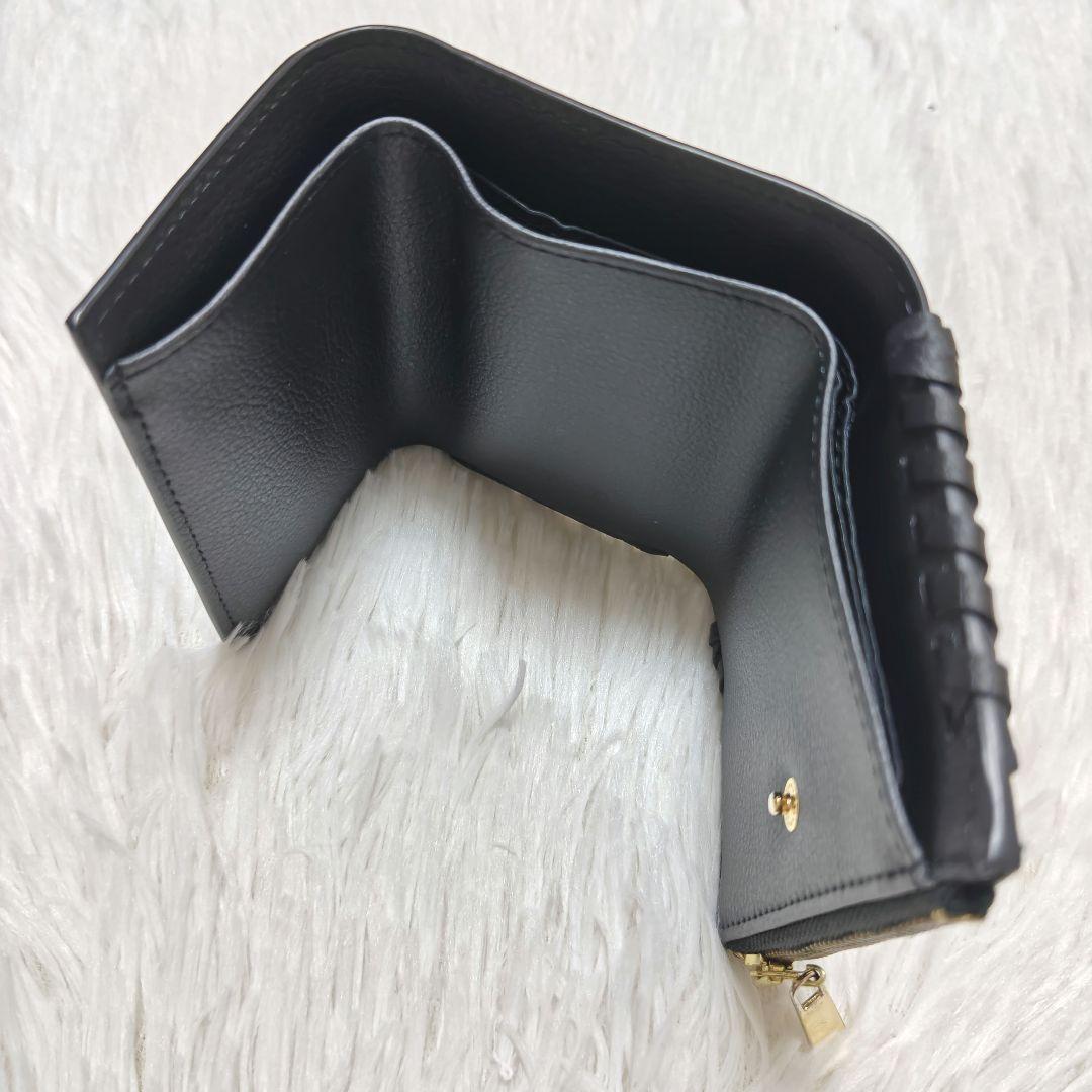 ✨美品✨ラヴィスト 3つ折り財布 コンパクトウォレット ゴールド金具 レザー 黒