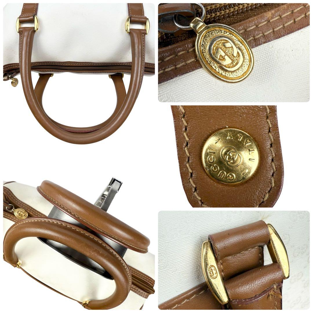 GUCCI グッチ マイクロGG ミニボストンバッグ ホースビット ホワイト