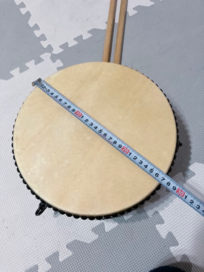 和太鼓　平胴太鼓　平釣太鼓　約1尺　27cm バチ2本付き