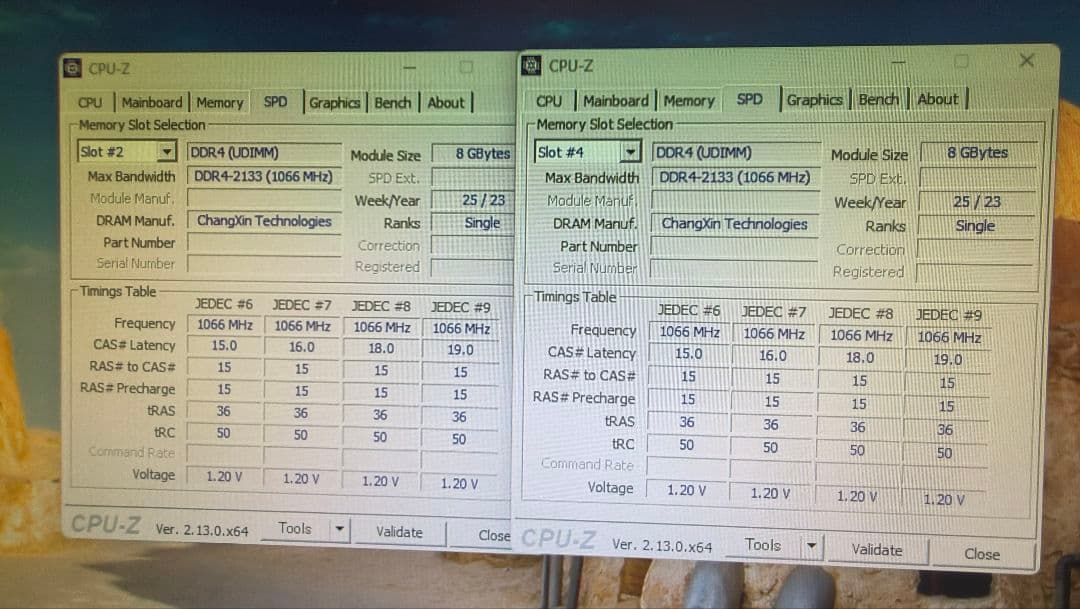 DDR4 8GBx2枚 16GB pc4-2133 動作確認済み ④