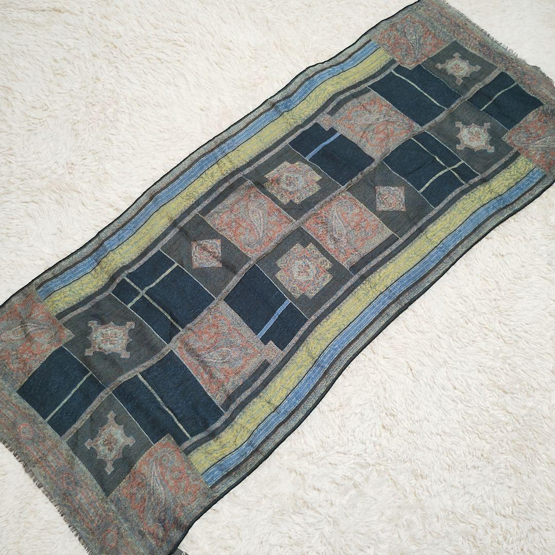 新品　ETRO　エトロ　大判ストール　ペイズリー柄　総柄　シルク32%　イタリア