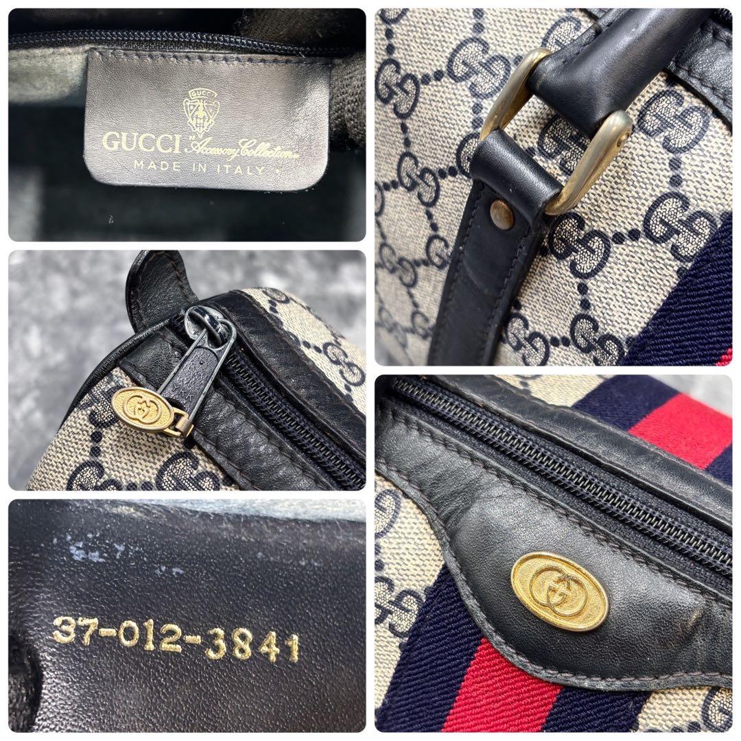 ✨美品✨GUCCI シェリーライン GG ネイビー ボストンバッグ レザー