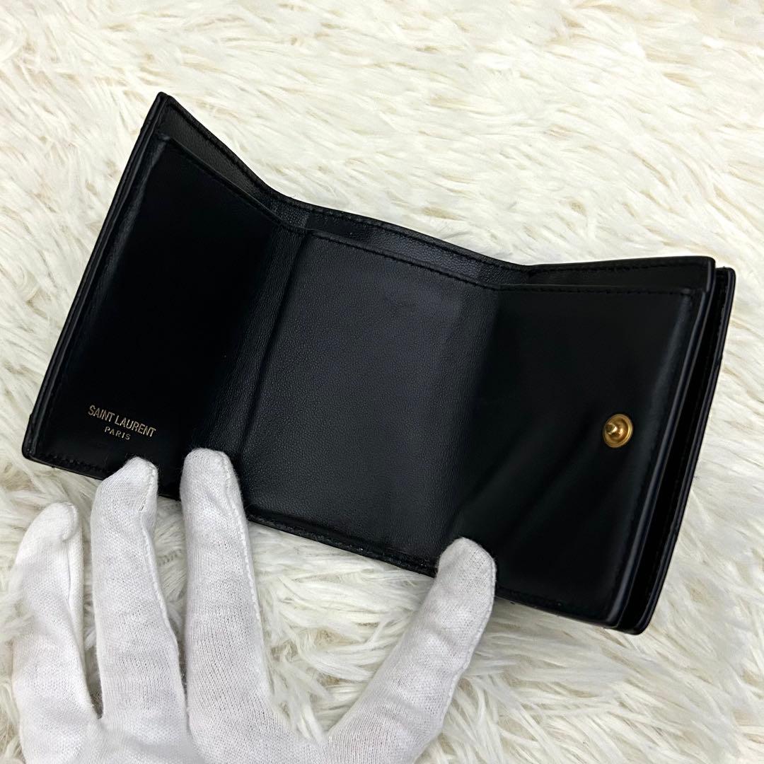 【極美品】RFID内蔵 SAINT LAURENT 三つ折り財布 ブラック
