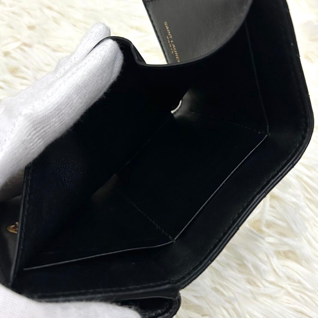 【極美品】RFID内蔵 SAINT LAURENT 三つ折り財布 ブラック