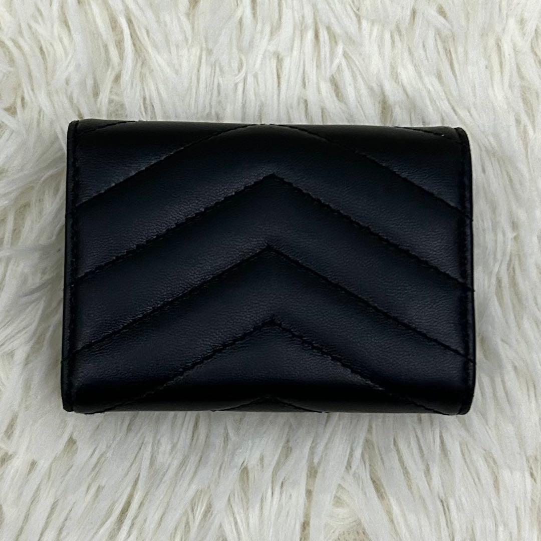 【極美品】RFID内蔵 SAINT LAURENT 三つ折り財布 ブラック