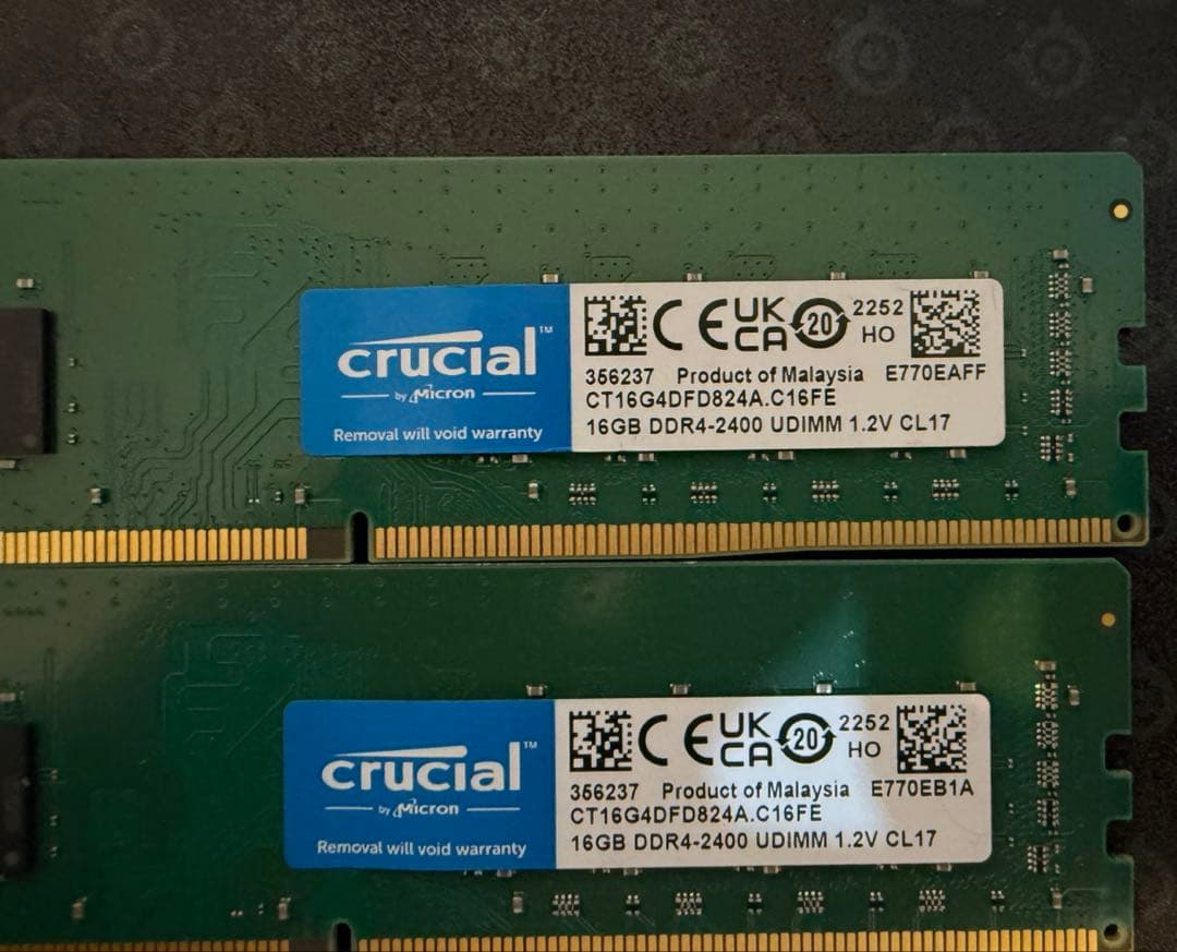 DDR4-2400 16GBメモリ ×2枚セット（計32GB）