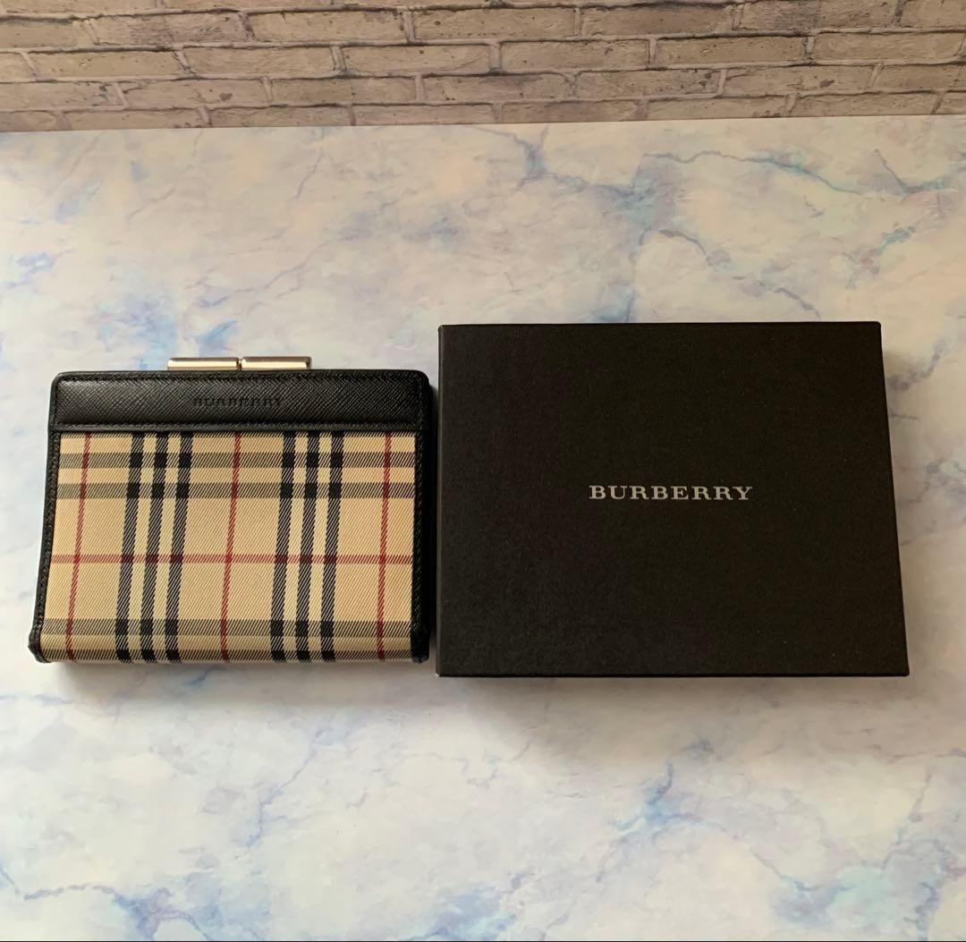 【中古】BURBERRY バーバリー　ノバチェック2つ折り財布 ガマ口