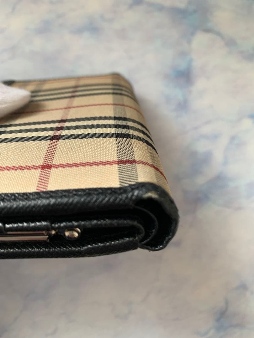 【中古】BURBERRY バーバリー　ノバチェック2つ折り財布 ガマ口