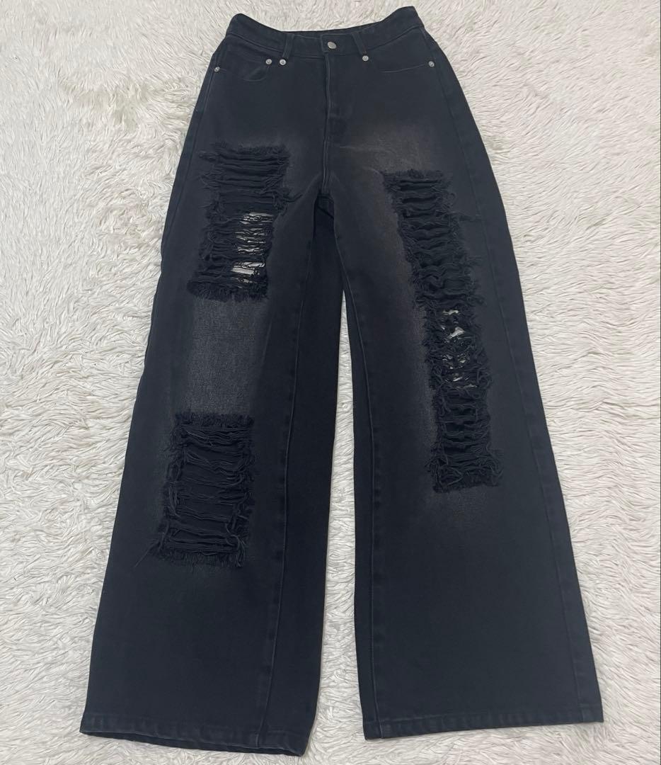 パンツ ANDWANG damaged heart key denim