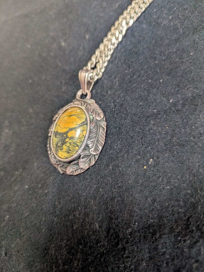 【SAAD】サード天然石イーグルフェザーネックレス【美品】
