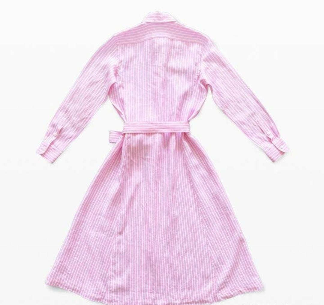 【POLO ラルフローレン】ピンク ストライプ シャツワンピース