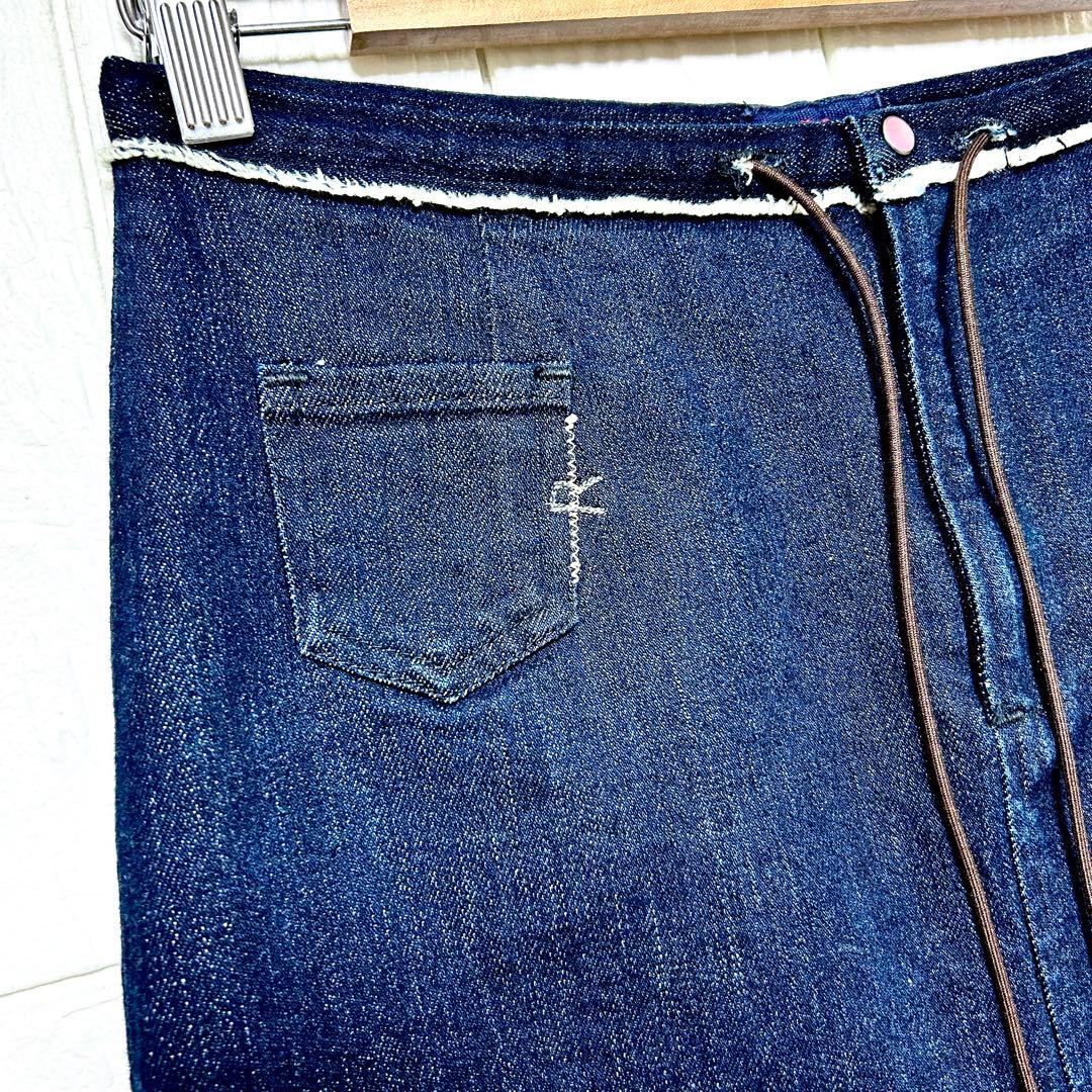 45R インディゴ ストレッチ デニム ロングスカート ロゴ刺繍 サイズ2