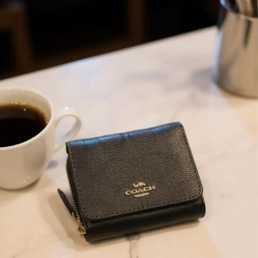 【美品 】COACH コーチ カードケース付 三つ折り財布 ダークブラウン