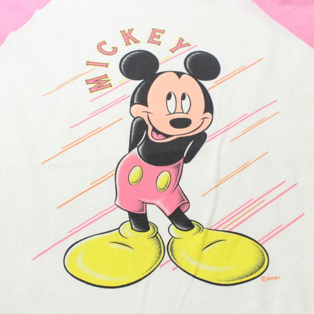 90s MICKEY DISNEY ミッキーマウス Tシャツ XL ラグラン