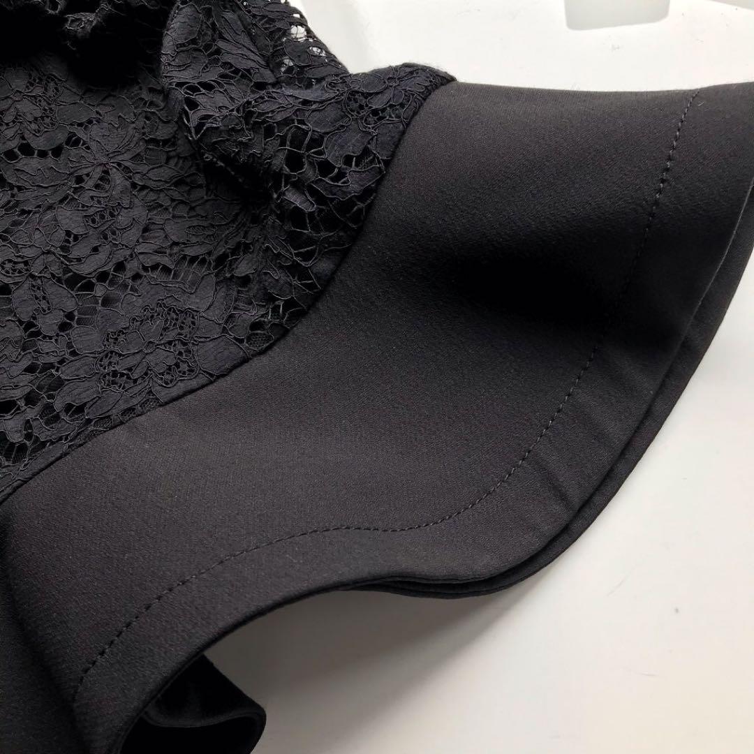 <YUCO>VALENTINO 黒 レース フレア袖 ワンピース
