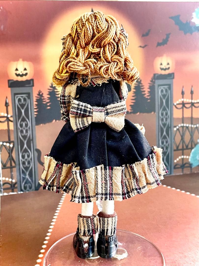 ベージュチェック❤️カントリードール❤️フランスパン♡ハンドメイド♡ドールチャーム