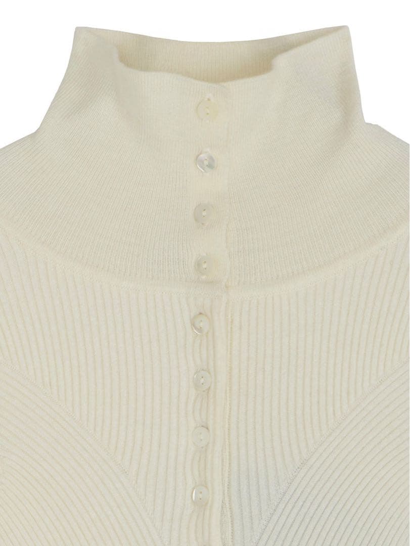 AMERI アメリUND HIGH NECK BUTTON KNIT TOP