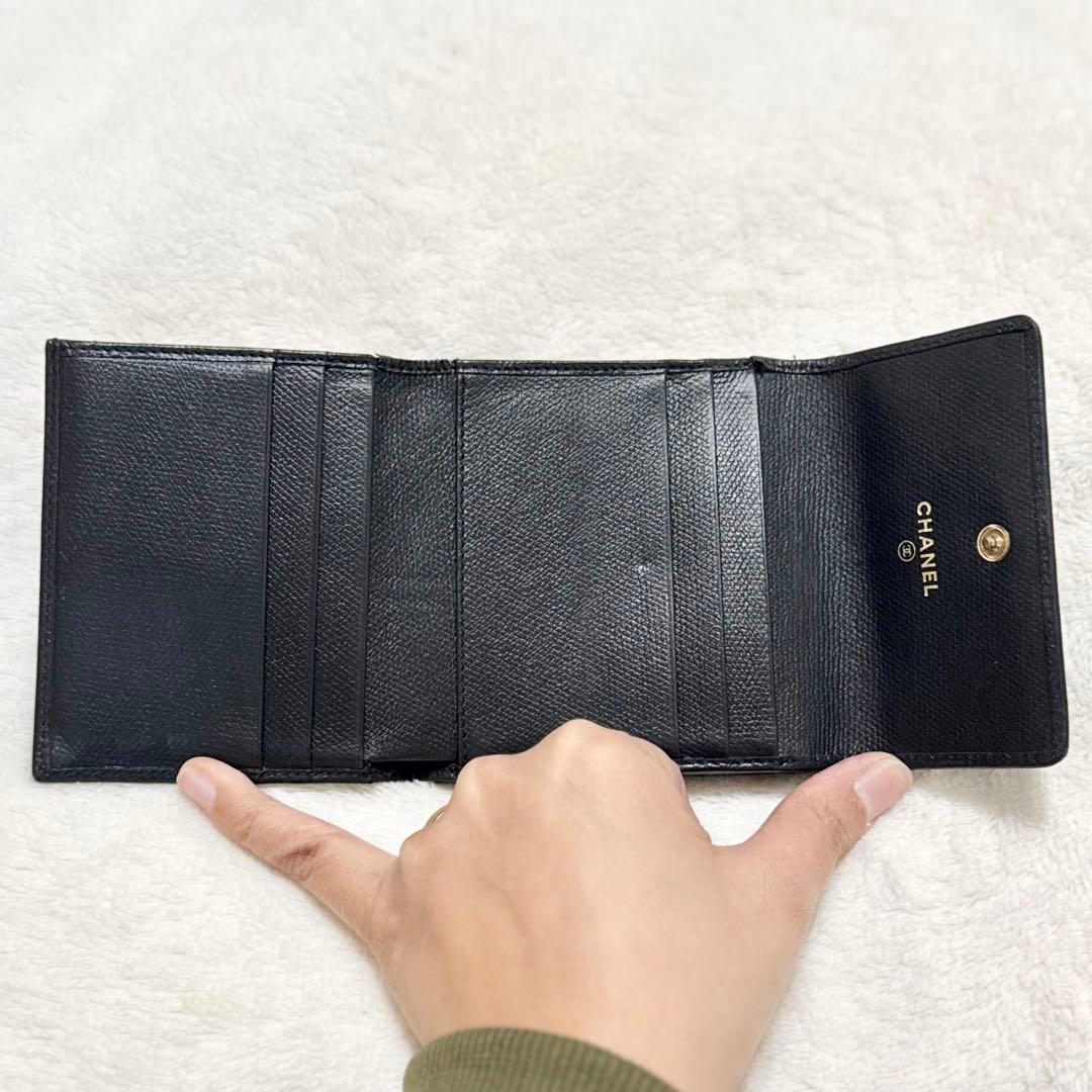 ✨正規品✨ CHANEL シャネル Wホック 三つ折り財布 ブラック ココマーク