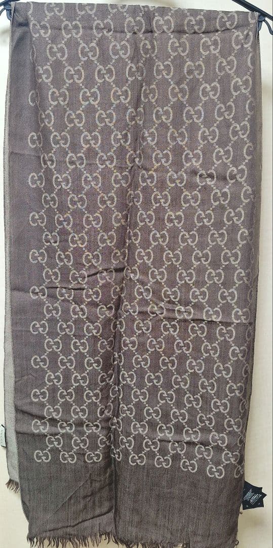 GUCCI 大判ストール 45×180 イタリア製 ブラウン系 使用感あり