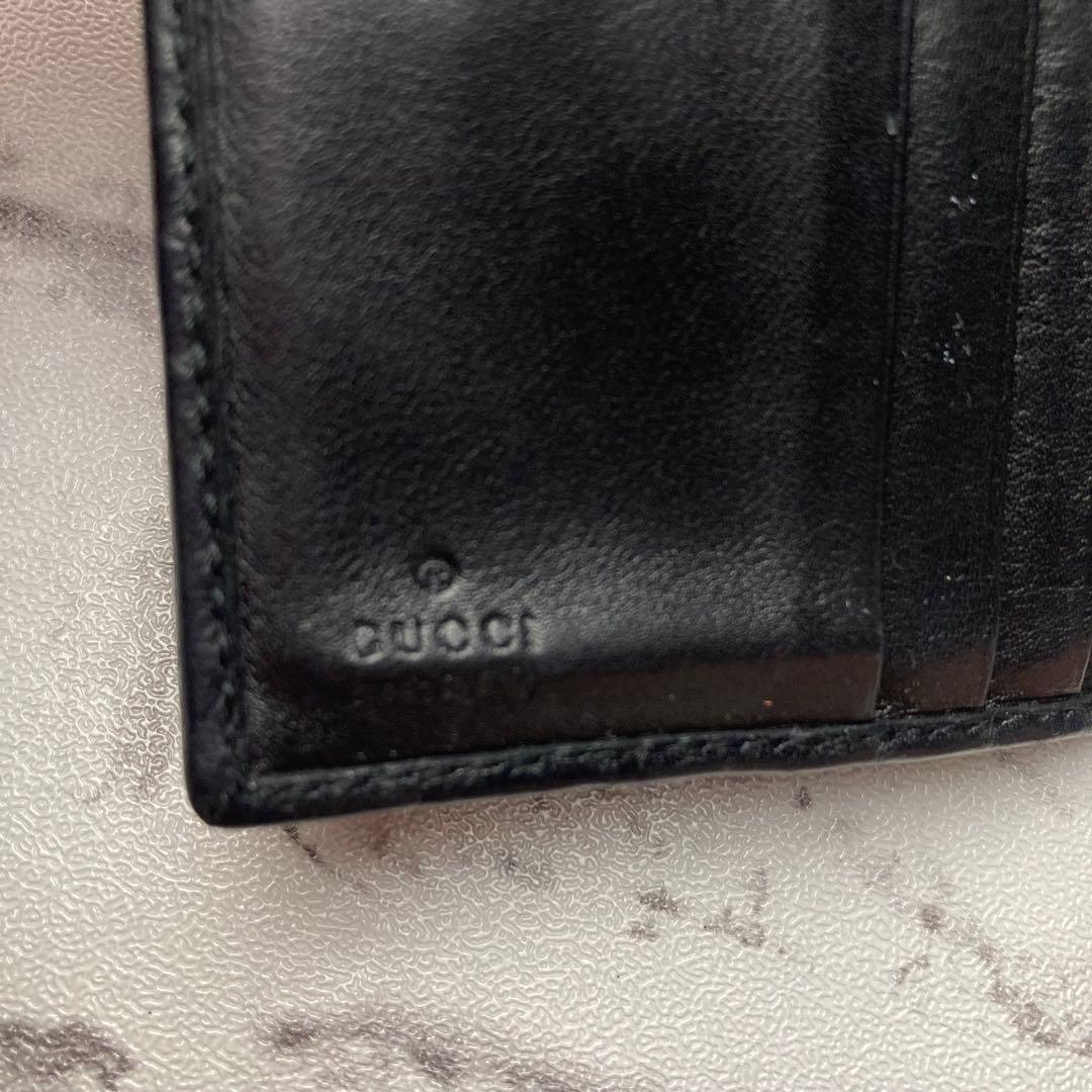【かねごんごんさん専用】GUCCI　グッチ☆二つ折り財布　ブラック　リボン　シマ