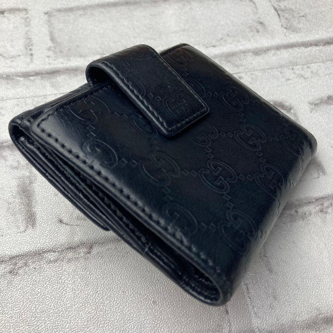 【かねごんごんさん専用】GUCCI　グッチ☆二つ折り財布　ブラック　リボン　シマ
