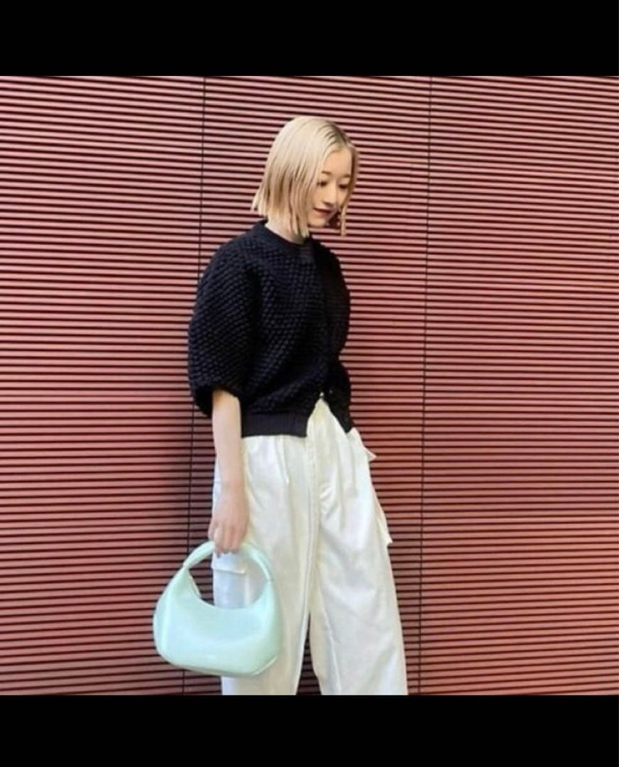 CLANE 3D DOT HALF SLEEVE KNIT CARDIGAN 黒