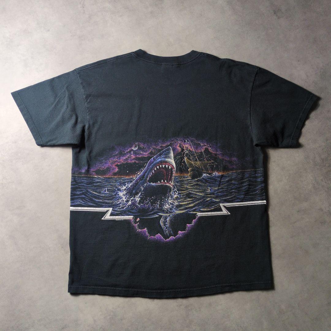 USA製 anvil XL 丸胴 両面 サメ Tシャツ 90s 鬼フェード