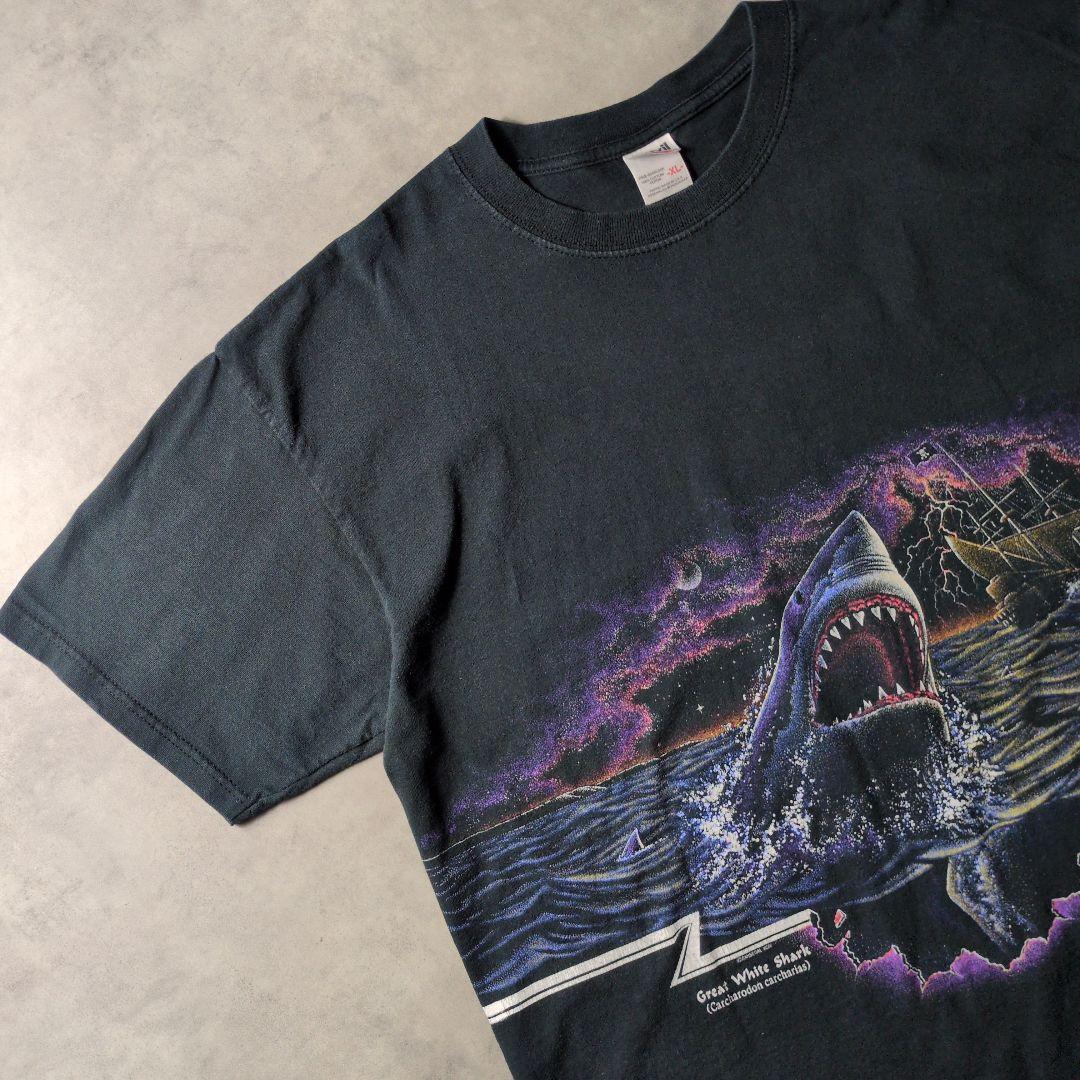 USA製 anvil XL 丸胴 両面 サメ Tシャツ 90s 鬼フェード