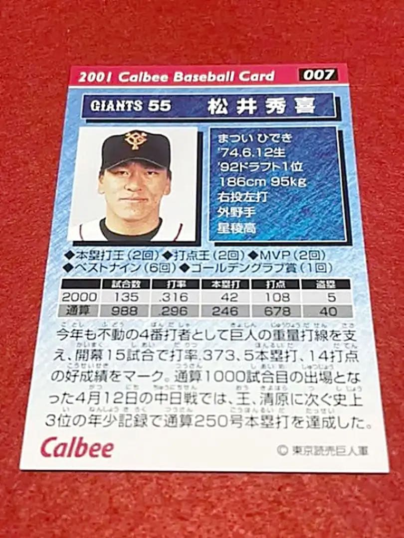 プロ野球チップスカード　松井秀喜選手　金箔サイン入り