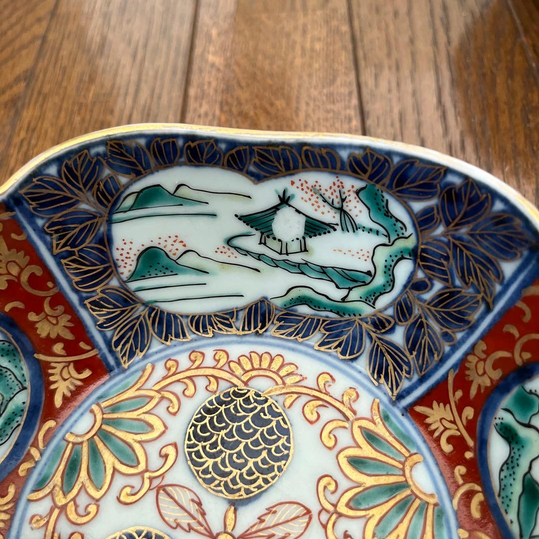 古伊万里　皿　色絵　金彩　小皿　 冨貴長春　5客セット
