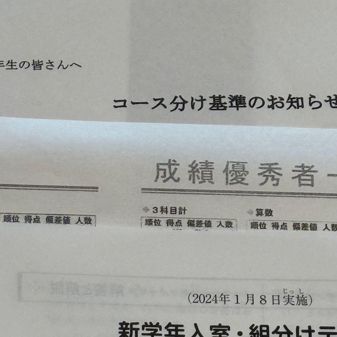 サピックス　新5年生　2024年1月実施　入室・組分けテスト　原本