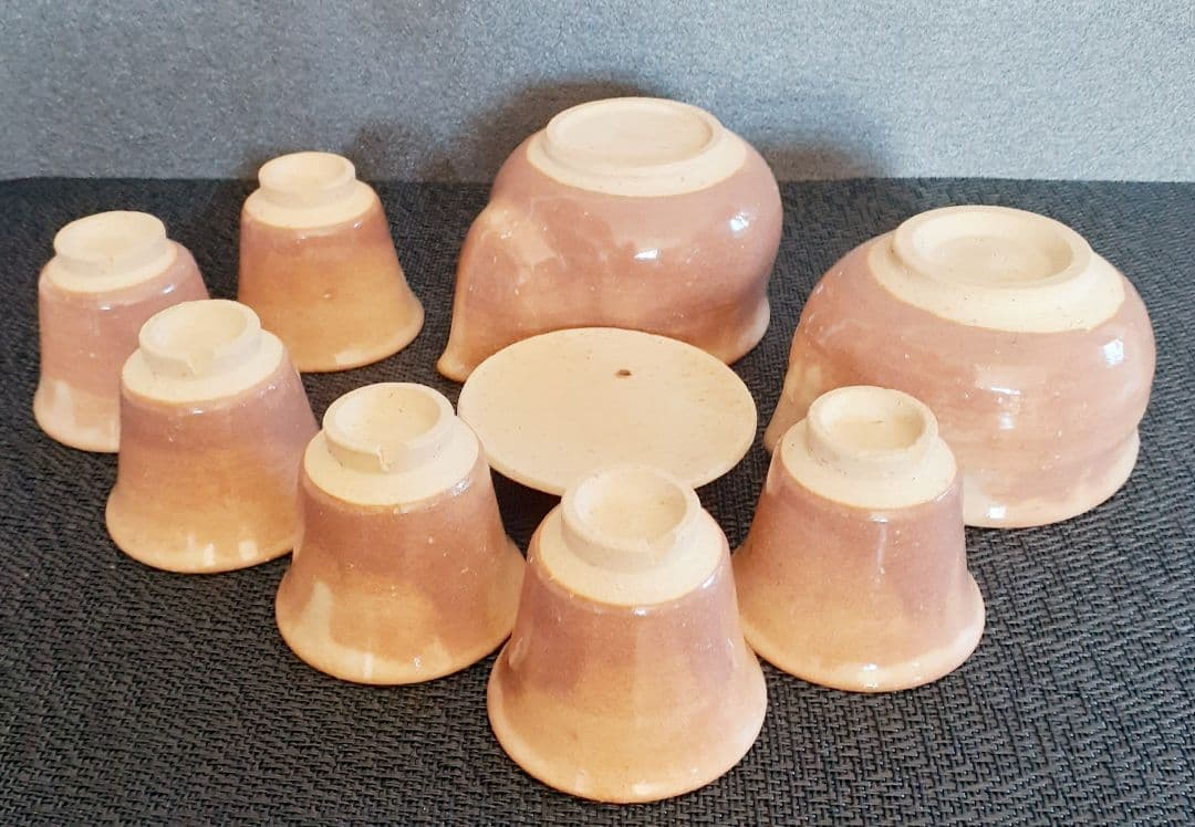 萩焼　椿窯　天鵬山　【廣瀬淡雅】作　萩　煎茶器　煎茶揃い　茶注　湯冷まし　煎茶碗