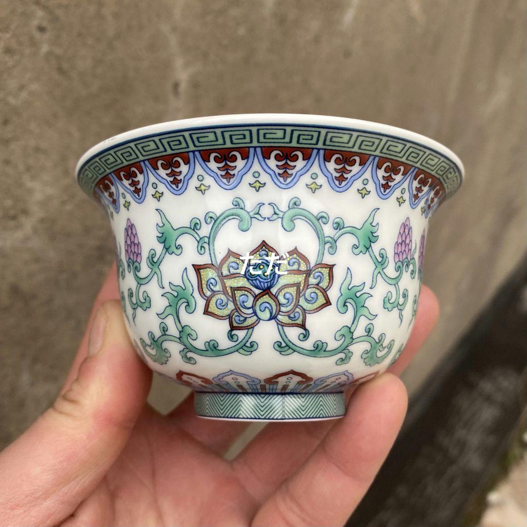 中国茶器 景徳镇 纏枝蓮元辰三才蓋碗 蓋付き茶器 飲茶食器 煎茶具 未使用品