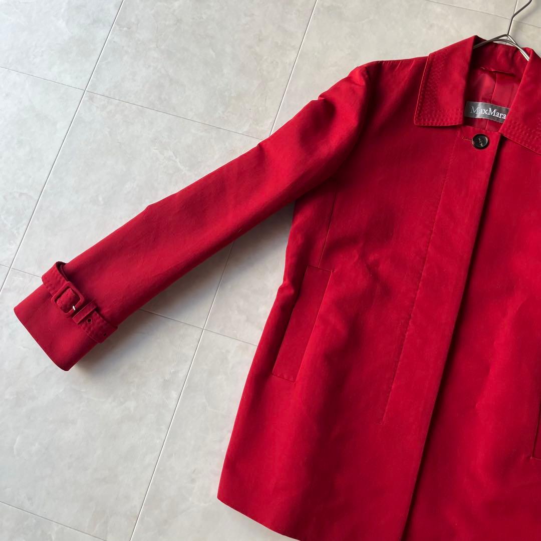 マックスマーラ Max Mara ショートコート 比翼 レッド 赤 42 XL