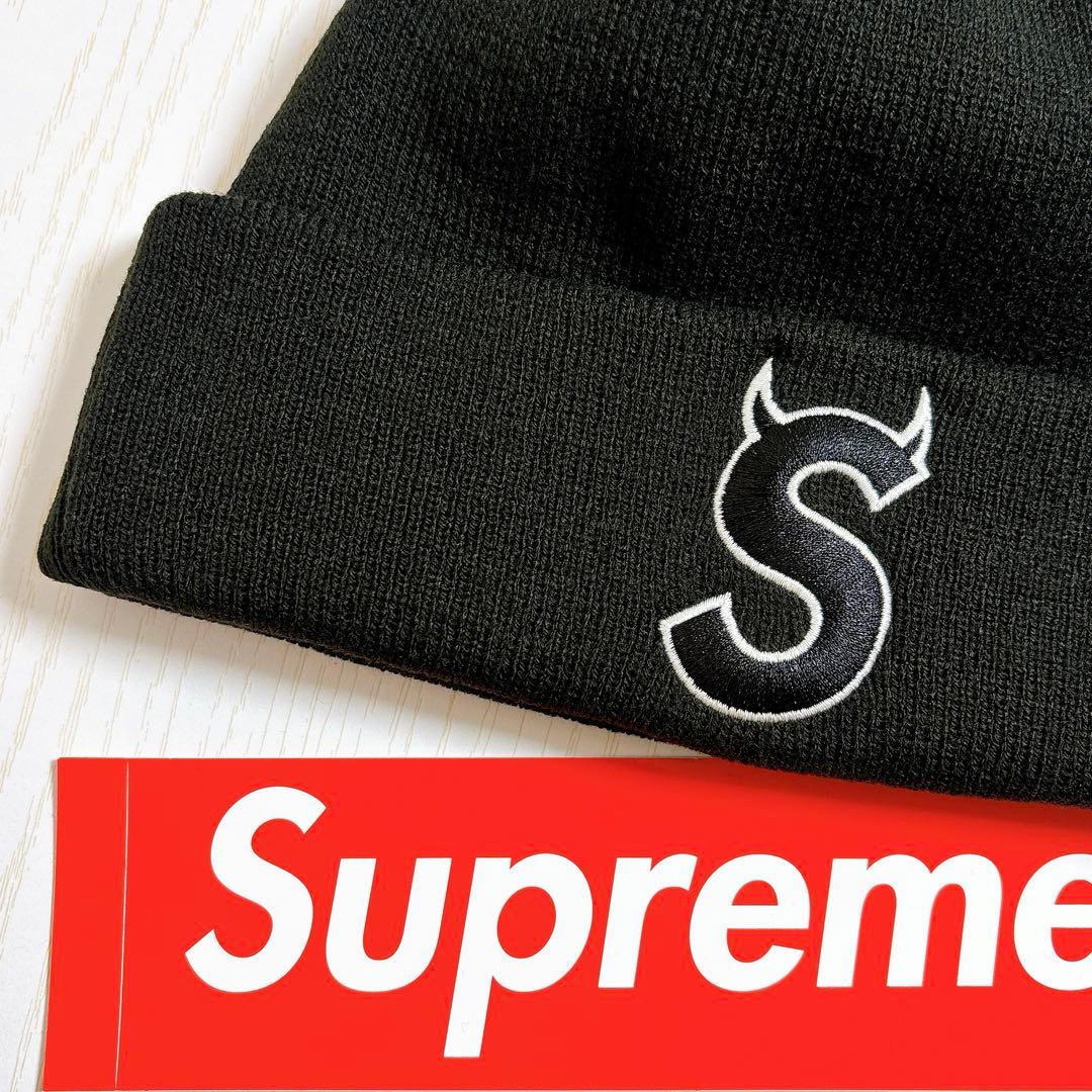 Supreme NEW ERA ニット帽　ツノ　デビル　Sロゴ　ブラック　黒