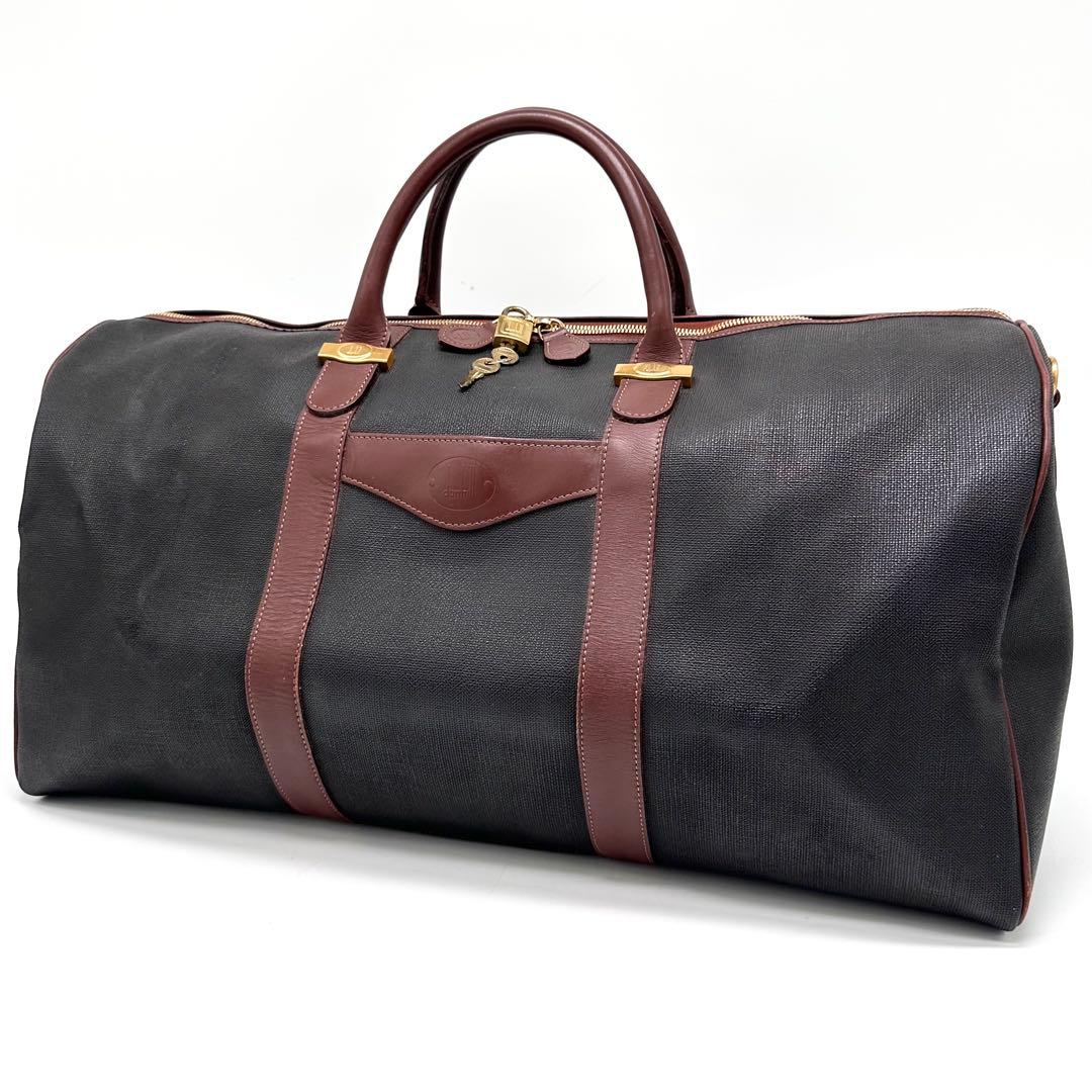 dunhill ダンヒル ボストンバッグ 大容量 南京錠 ブラウン×チャコール
