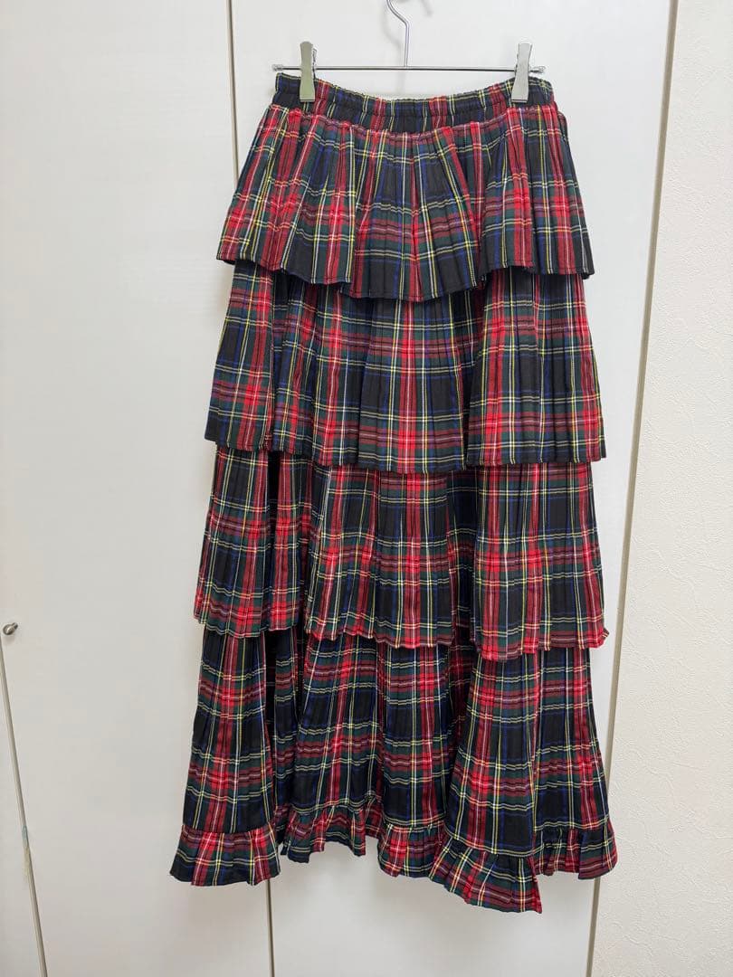 美品☆ダブルスタンダードクロージング チェックティアードフリルスカート38