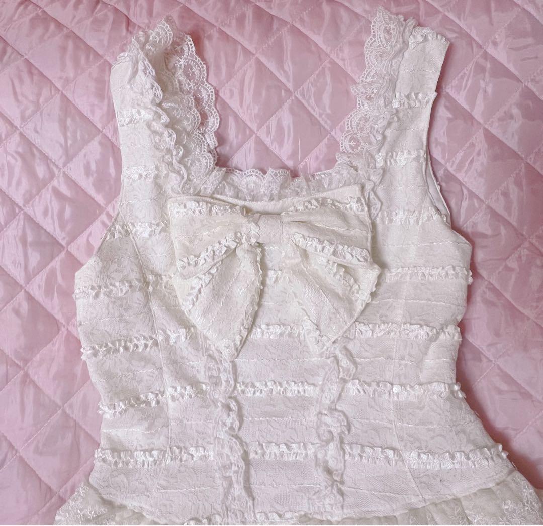 タイムセール【美品】BABY, ミシェル・リリィジャンパースカート　白　総レース