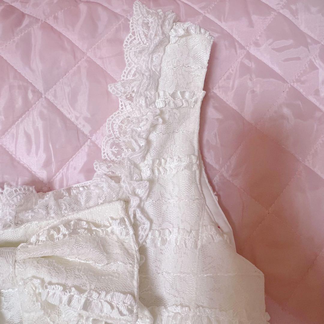 タイムセール【美品】BABY, ミシェル・リリィジャンパースカート　白　総レース