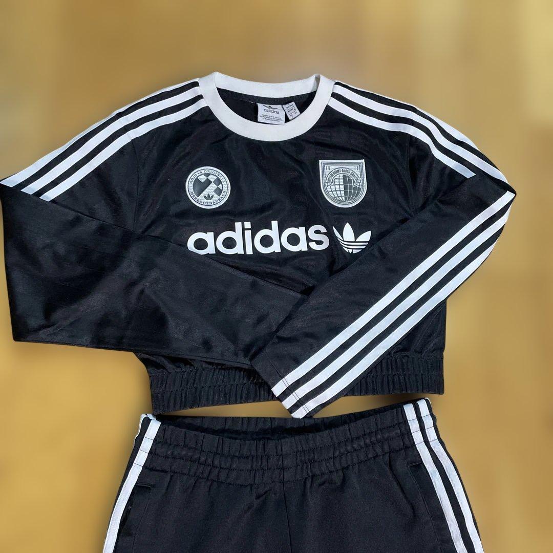 adidas ブラック ショート丈ジャージセットアップXS美品✨✨