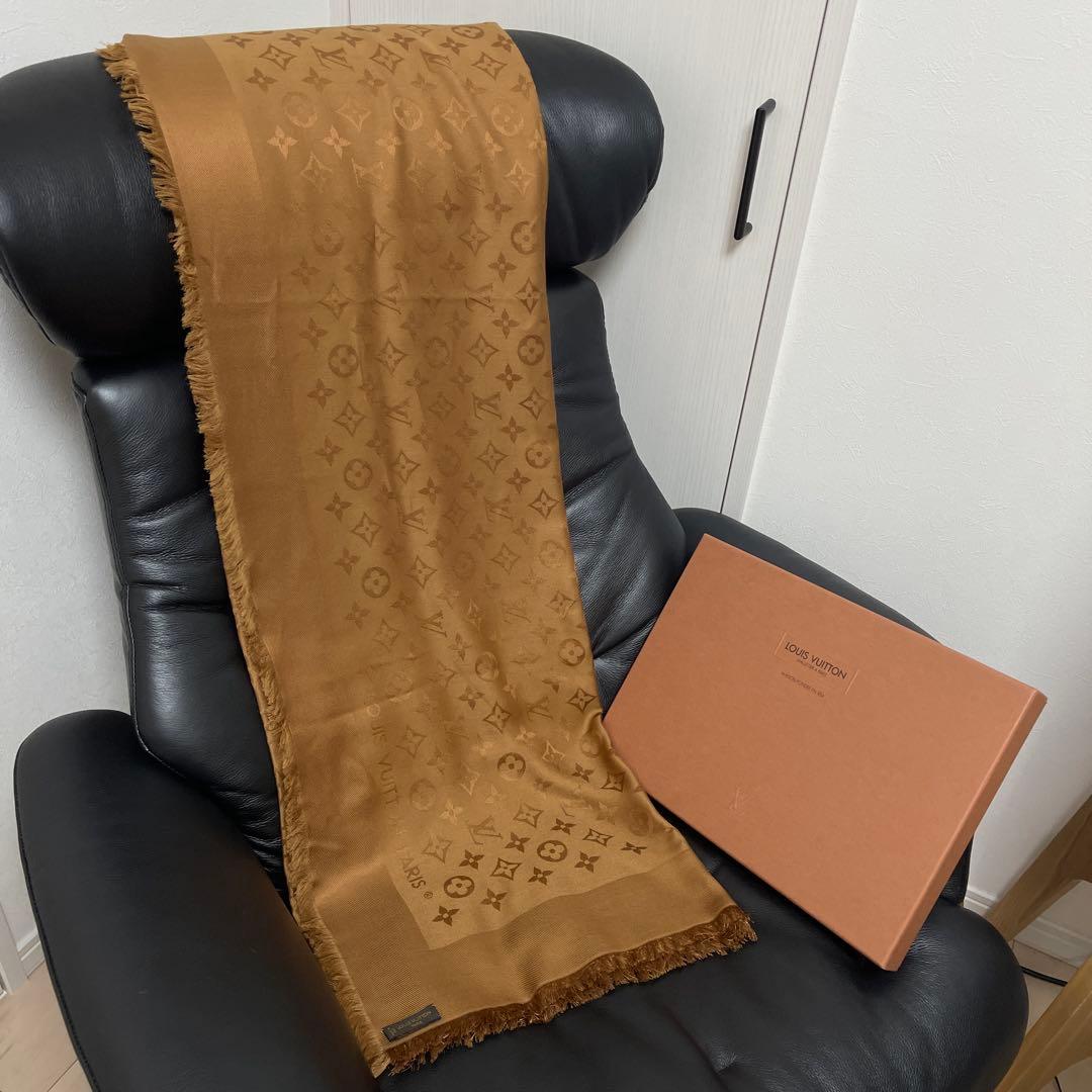 美品　LOUIS VUITTO モノグラム ショール ブラウン 茶色　キャメル