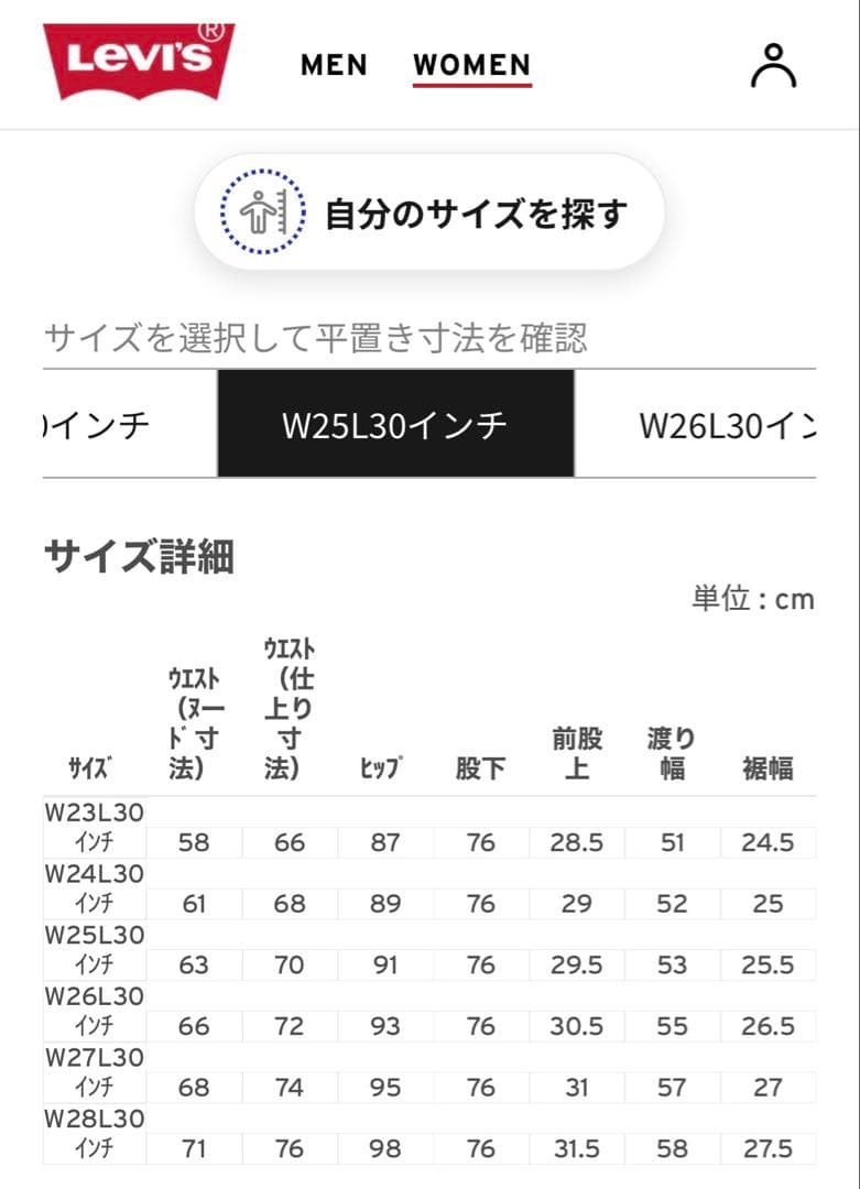 Levi's Ribcage Wide Leg ライトインディゴ　25インチ