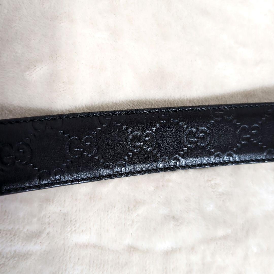 dz24 GUCCI レザーベルト 黒 GGロゴ 総柄 メンズMサイズ相当