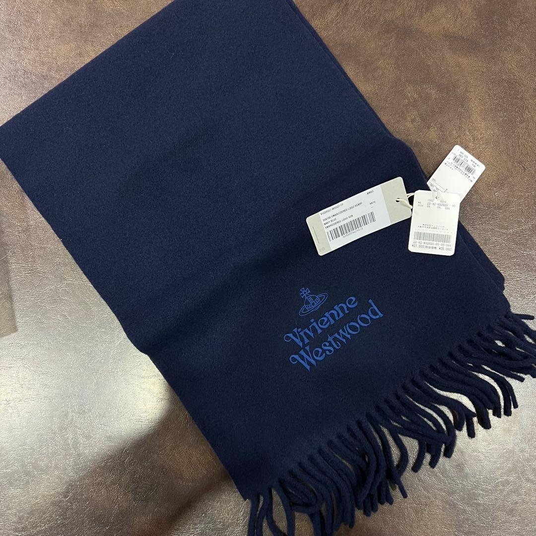 Vivienne Westwood ネイビー マフラー Fサイズ